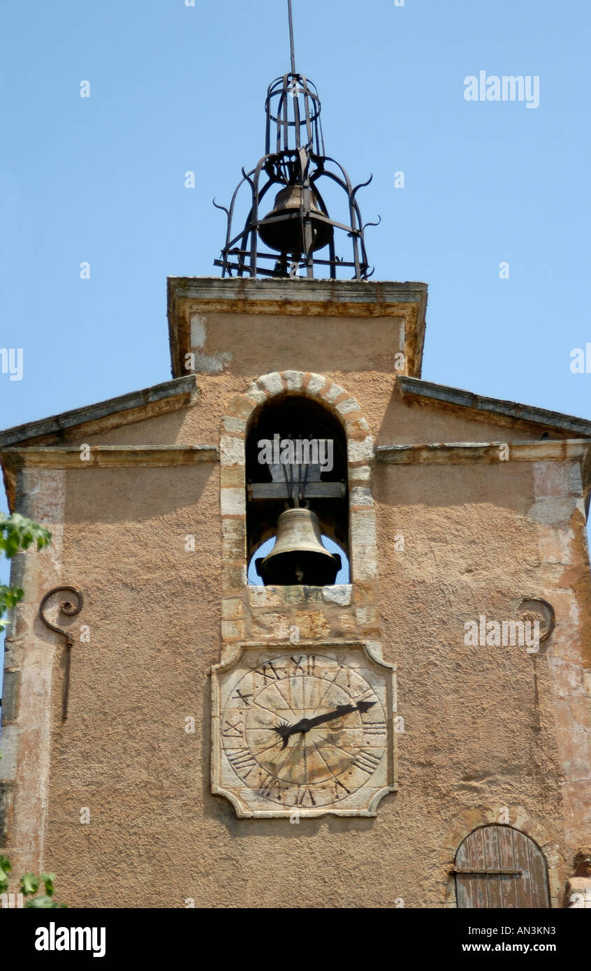 Church tower in Roussillon labelled Les Plus Beaux Villages de France ...