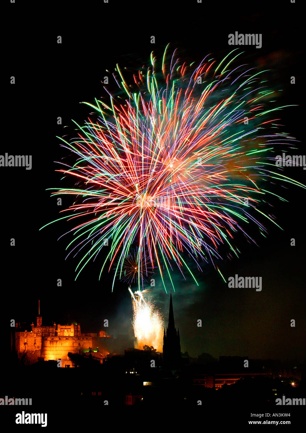 Bank of Scotland Edinburgh Festival 2006 Fireworks display marking end of festival Stock Photo