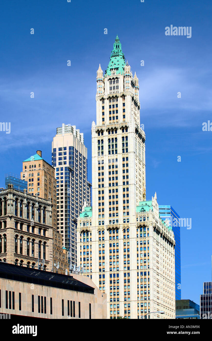 the Woolworth building at manhattan New York city USA Stock Photo