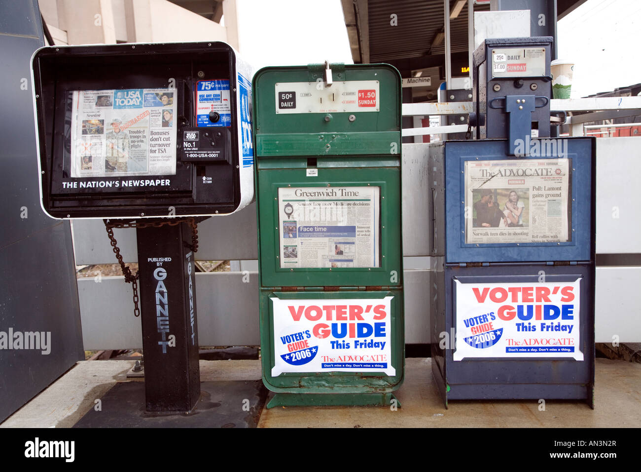 Newspaper boxes, Wilton, CT, USA Stock Photo Alamy