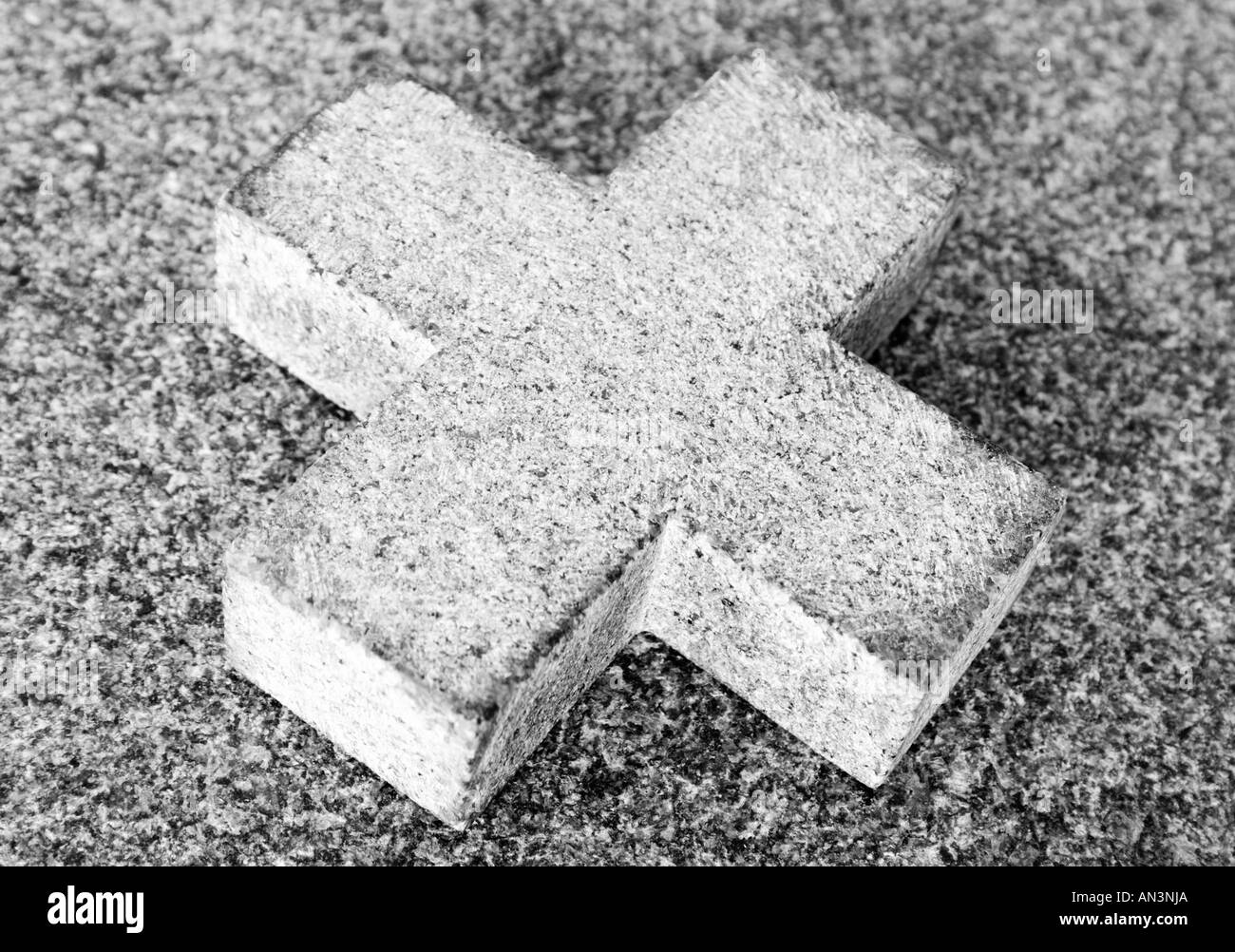 Simple Stone Cross (Black and White) Stock Photo