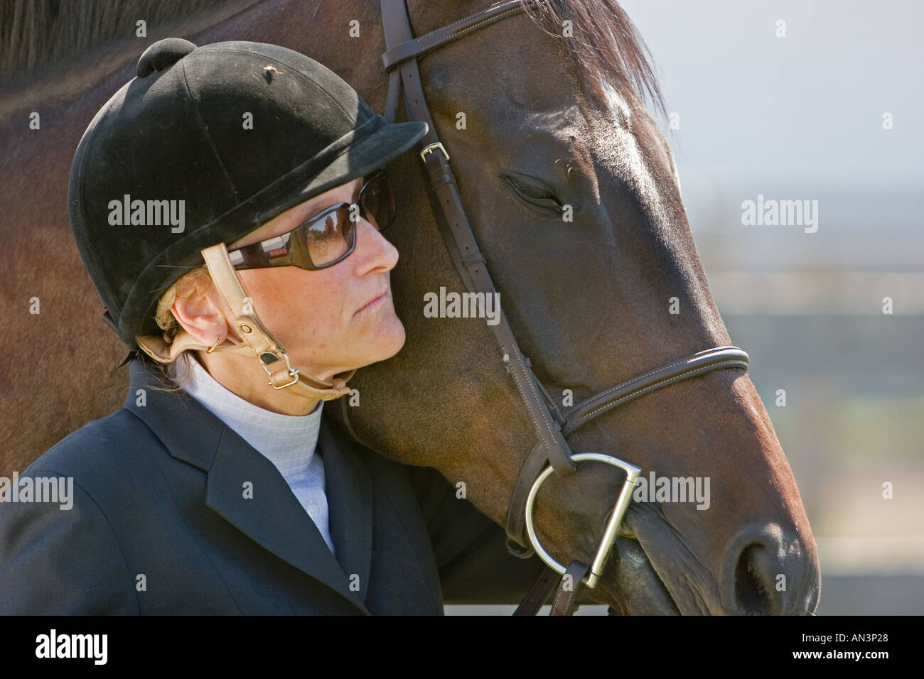 Grosse Pointe Woods Michigan A competitor with her horse at the Grosse Pointe Hunt Club s Pony Show Stock Photo