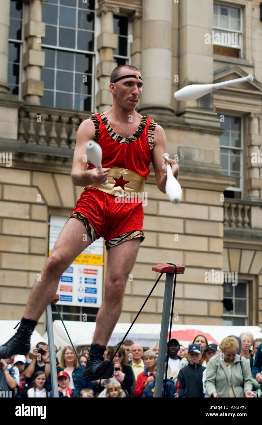 Street performer juggling objects Stock Photo Alamy