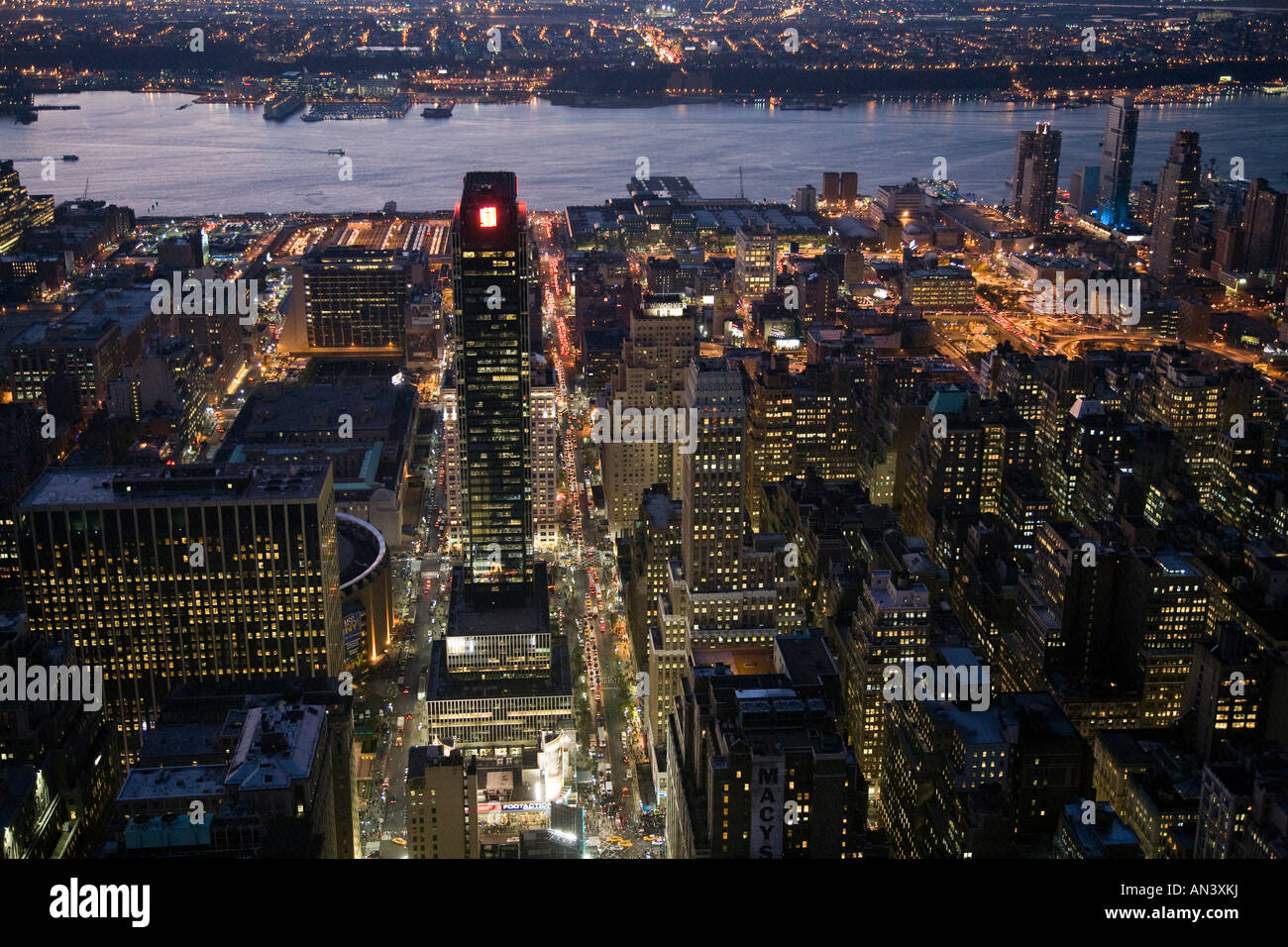 Midtown Manhattan and East River by night from the Empire State