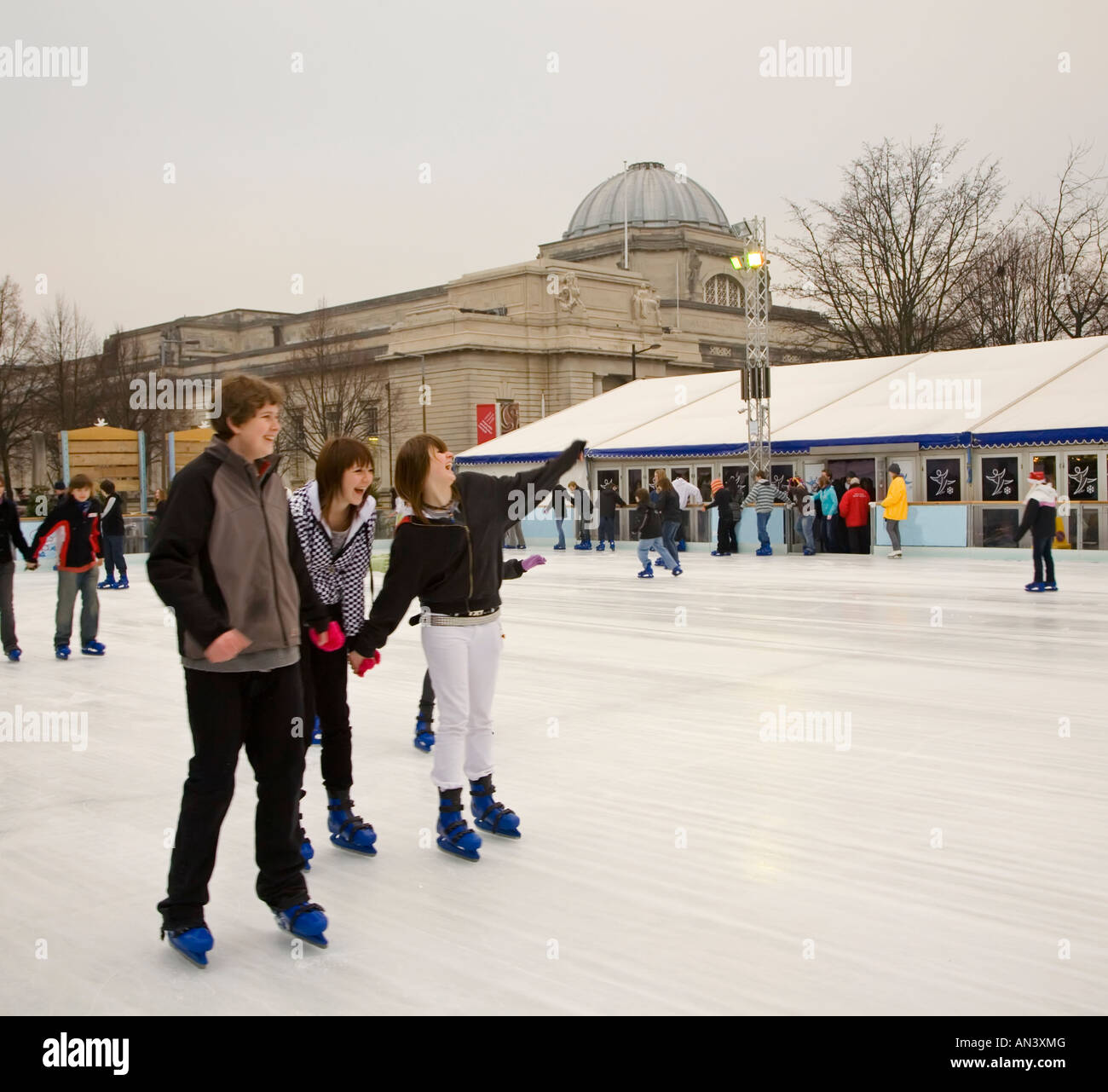 Ice skating at Winter Wonderland Cardiff Wales UK Stock Photo Alamy