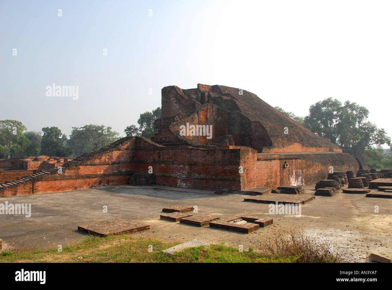 The ruins of Nalanda University, Bihar, India Stock Photo