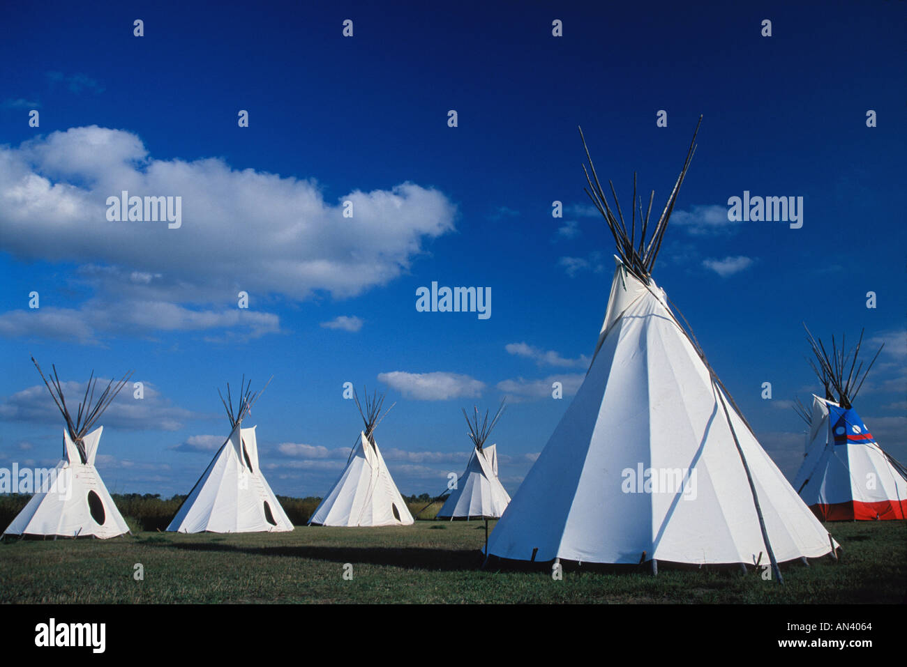 tepees at Knife River Indian Villages National Historic Site North Dakota Awatixa Xi e Village Lower Hidatsa Site Stock Photo