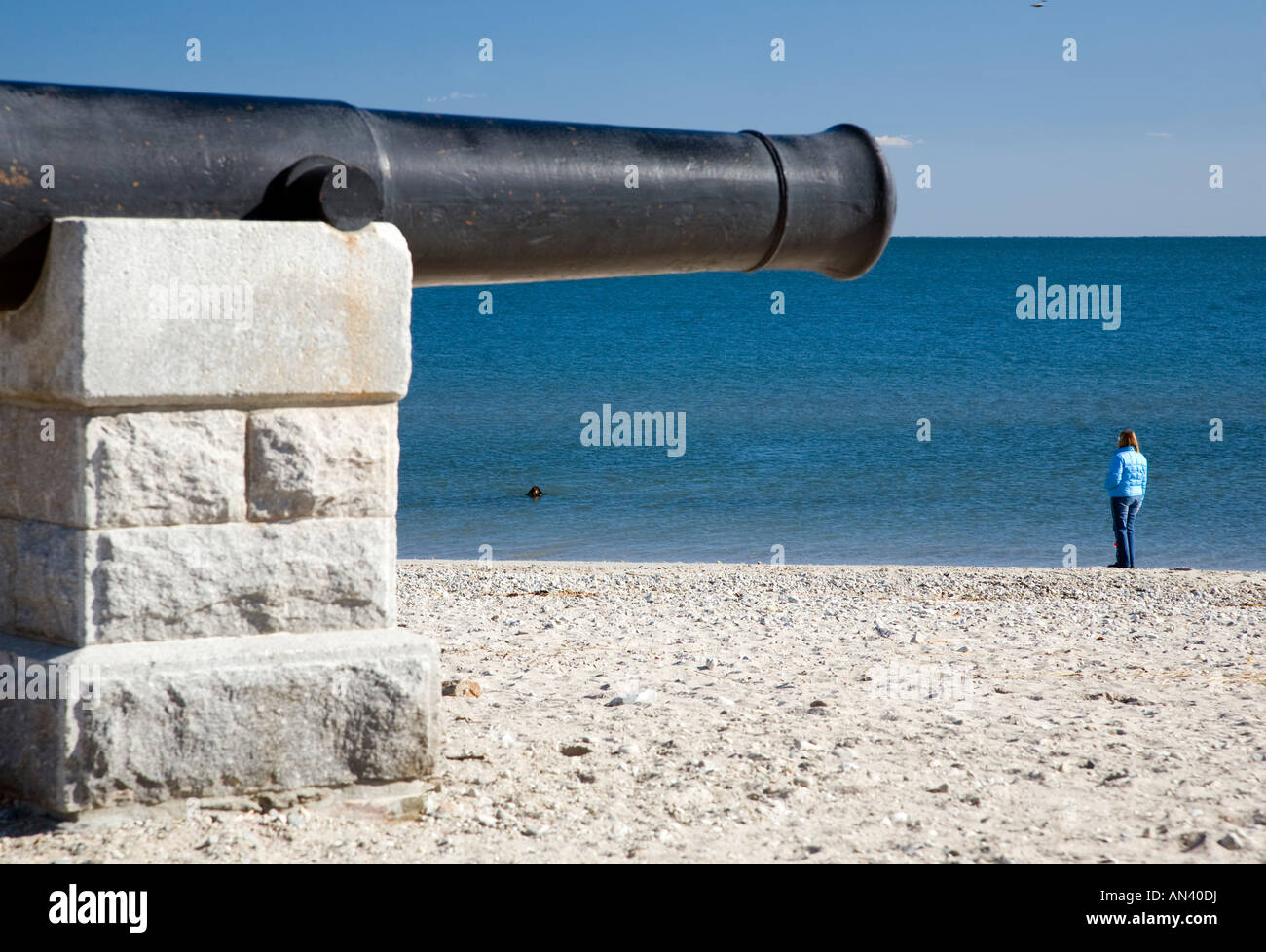 Cannons at Compo Beach, CT, USA Stock Photo Alamy
