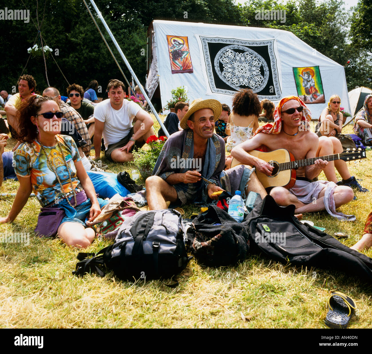 Hippies Glastonbury Festival Pilton Somerset U.K. Stock Photo