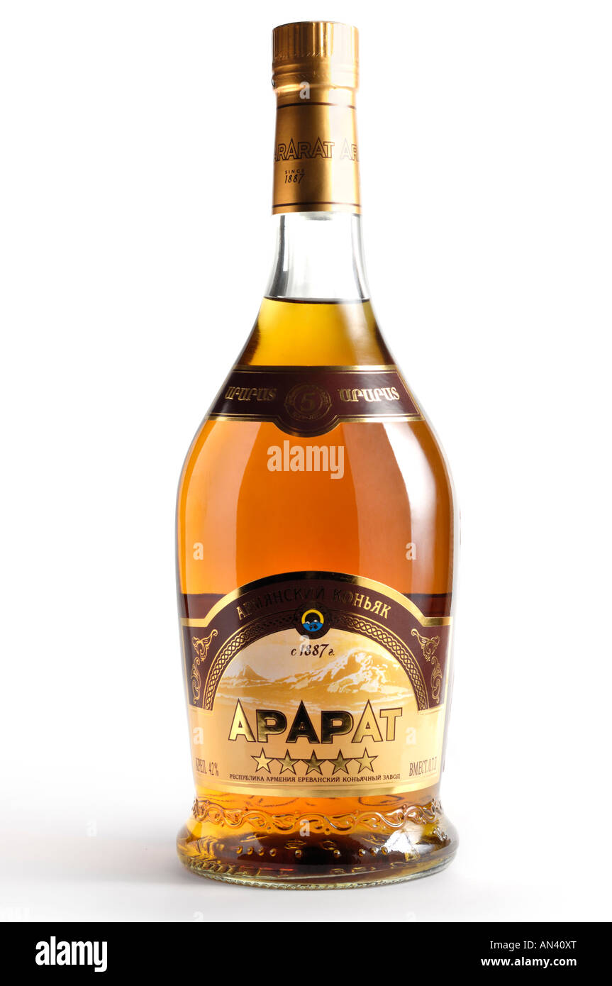 Bottle of famous Armenian cognac ARARAT Stock Photo