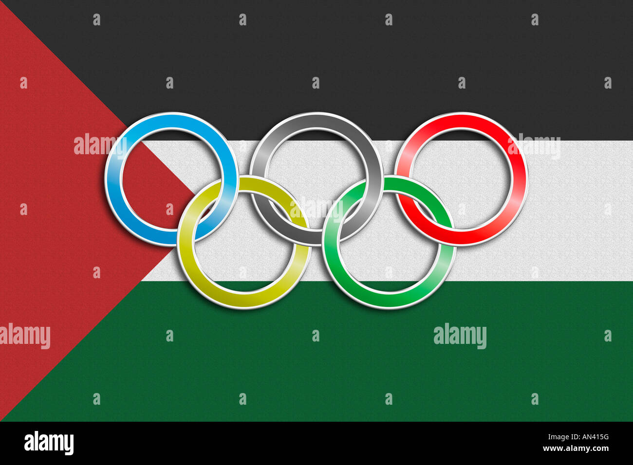 Flag of Palestine with olympic symbol Stock Photo Alamy