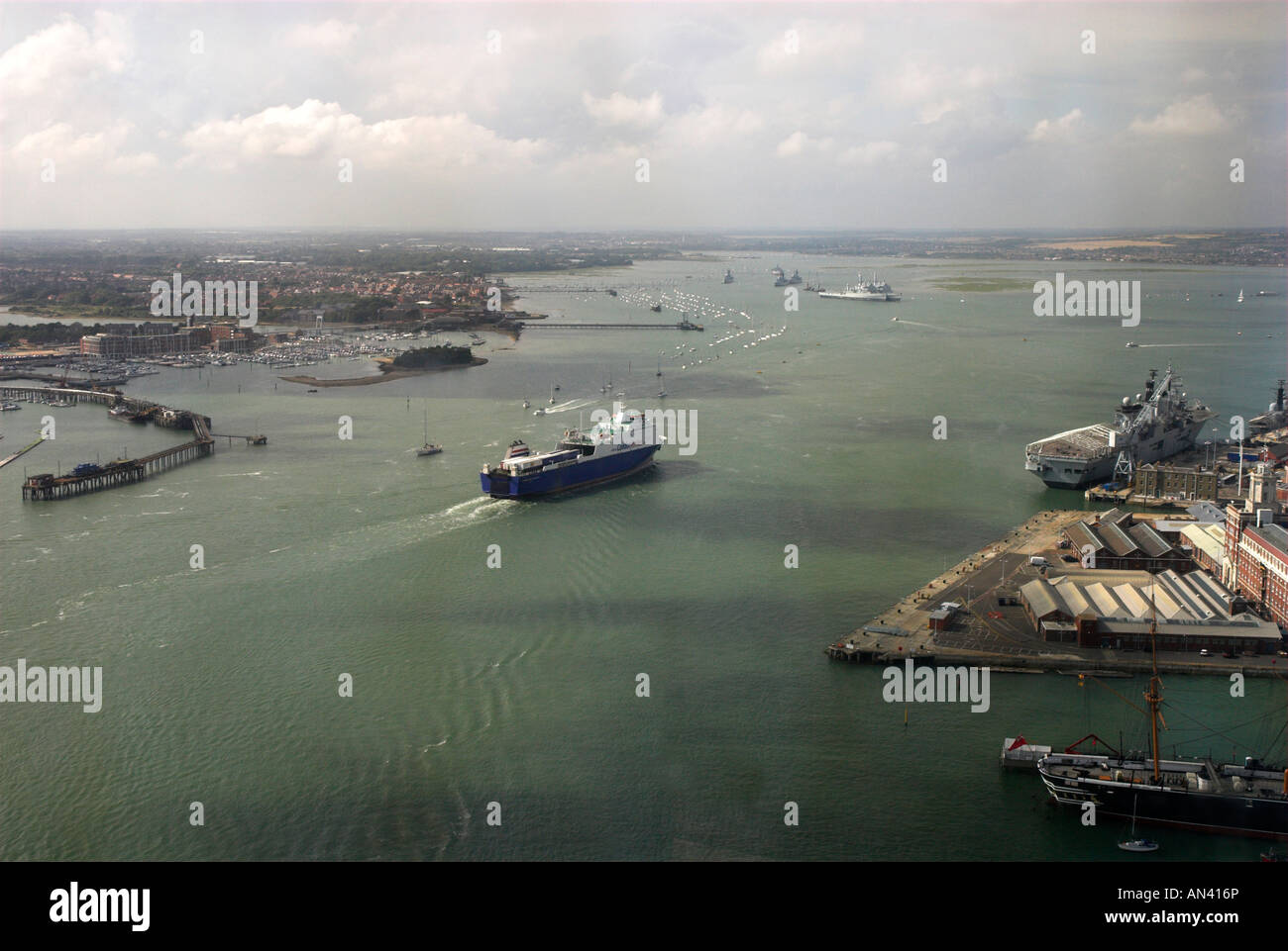 Aerial View of Portsmouth Harbour Stock Photo