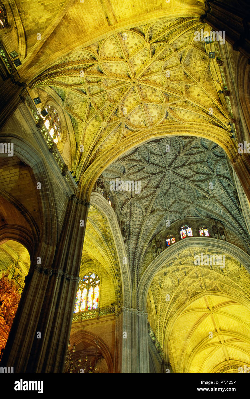 Vaulted ceiling of Seville Cathedral Stock Photo Alamy