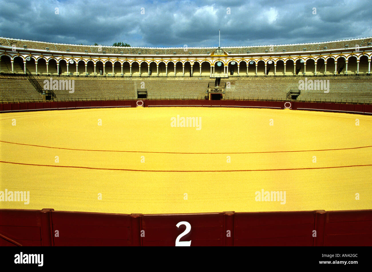 Plaza de Toros de la Real Maestranza de Caballería de Sevilla - famous bullring in Seville, Spain, Europe Stock Photo