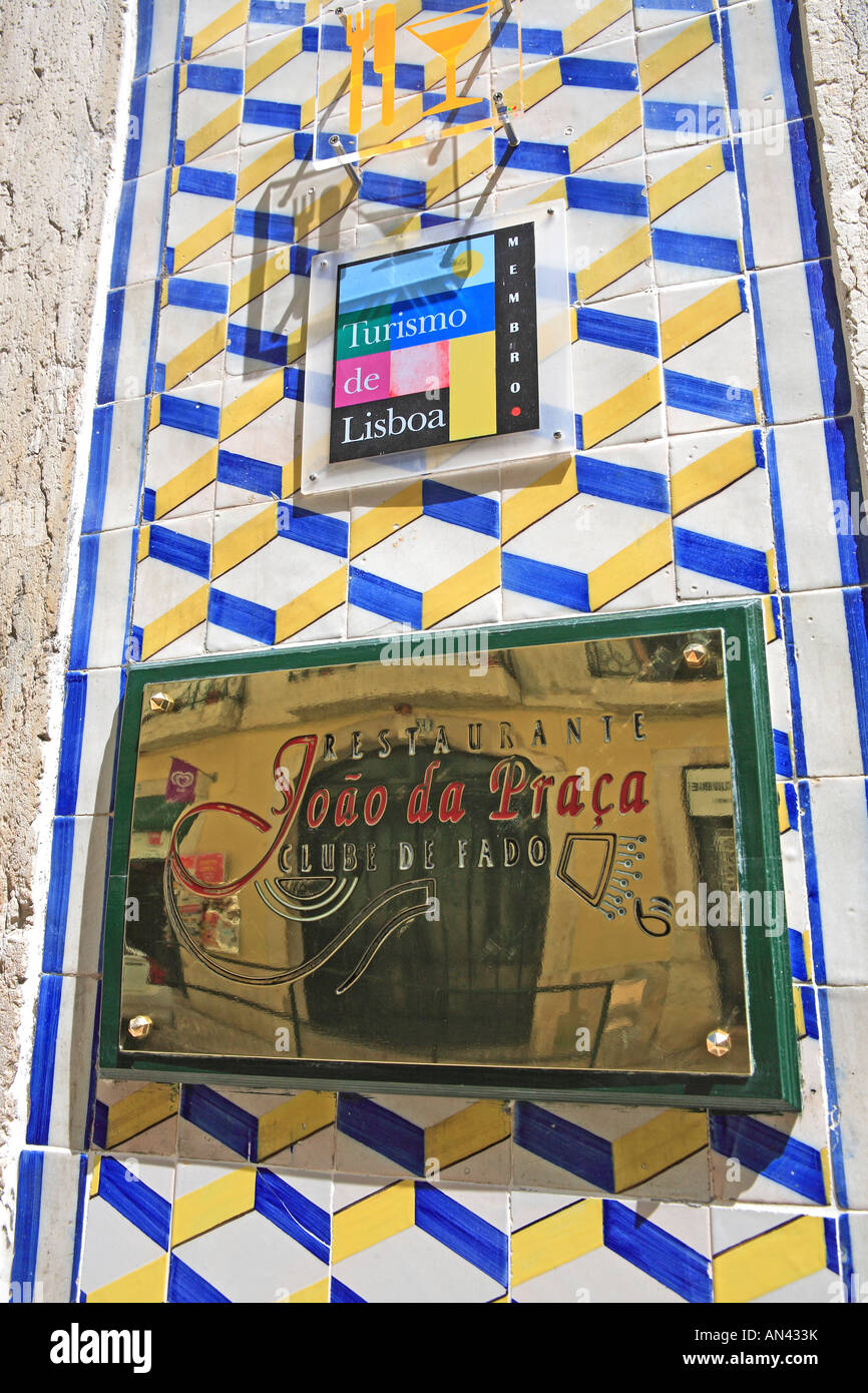 Portugal, Lisbon, Alfama, Fado Restaurant Stock Photo