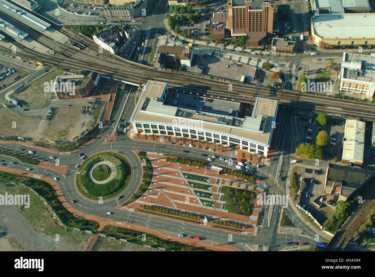 Aerial Callaghan Square Cardiff City Centre Cardiff South Glamorgan Wales UK AH3  Stock Photo