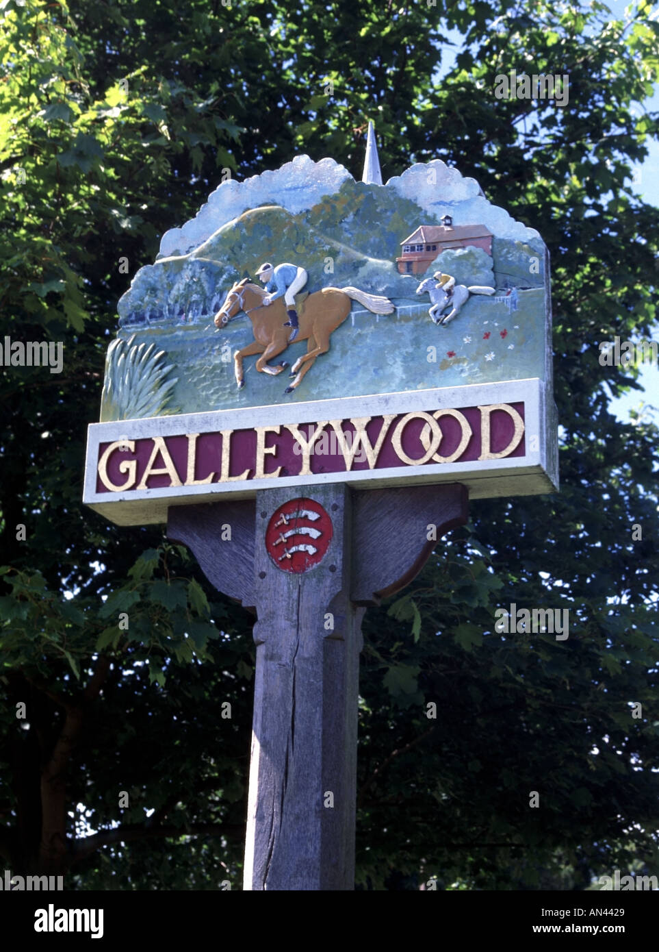 Galleywood near Chelmsford typical village sign Essex England UK Stock Photo