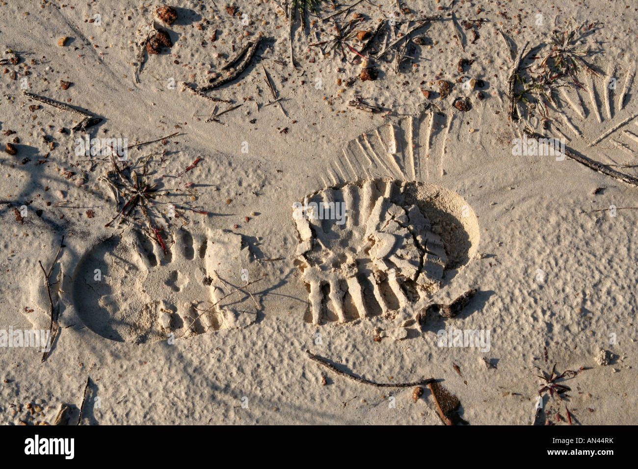foot prints in the sand West Coast Algarve Portugal Europe Stock Photo