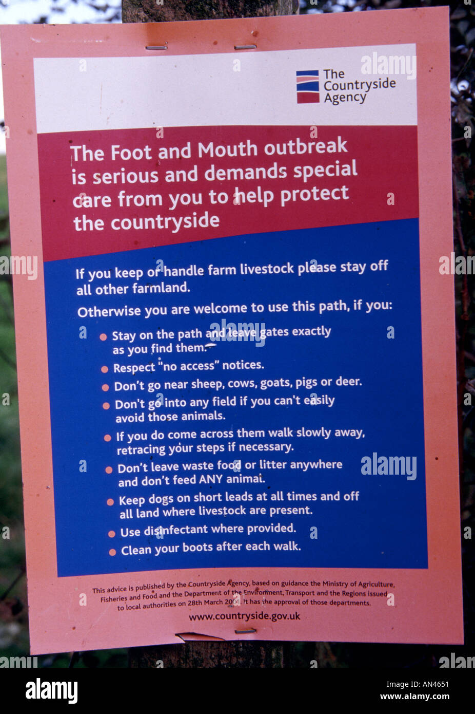 FOOT AND MOUTH DISEASE WARNING ENGLAND UK Stock Photo Alamy