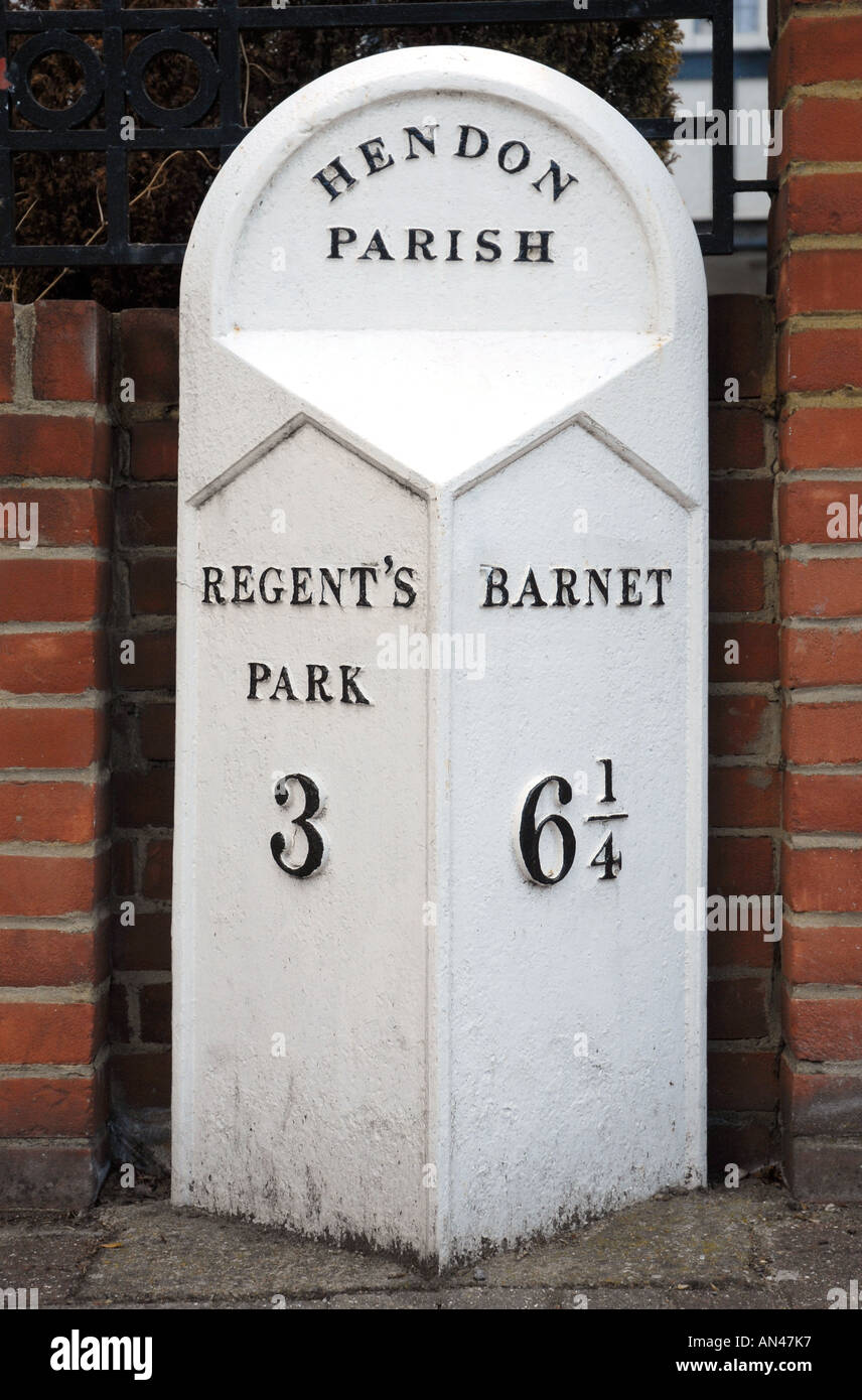 Old milestone post Golders Green London Stock Photo Alamy