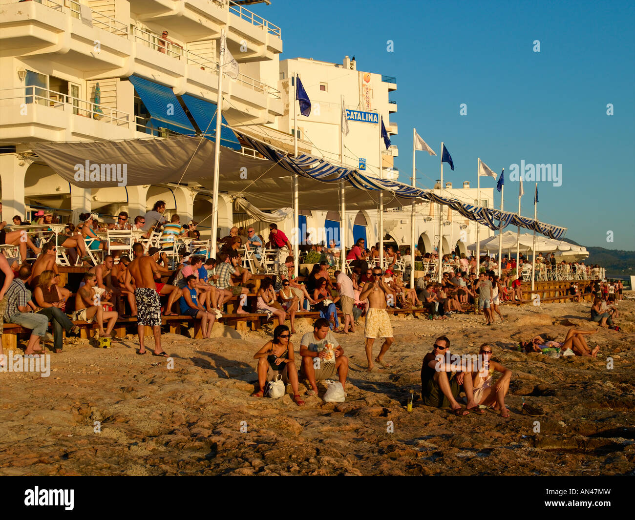 Ibiza San Antoni Sunset Strip Cafe Del Mar Stock Photo