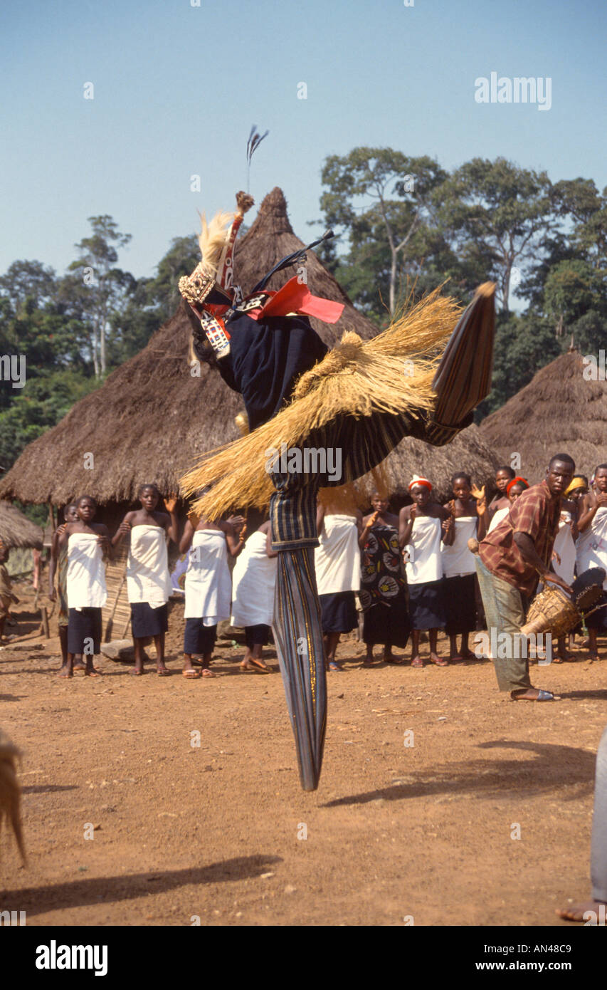 Traditional Stilt Dancer Zaala Village Man Region Ivory Coast West Africa Stock Photo
