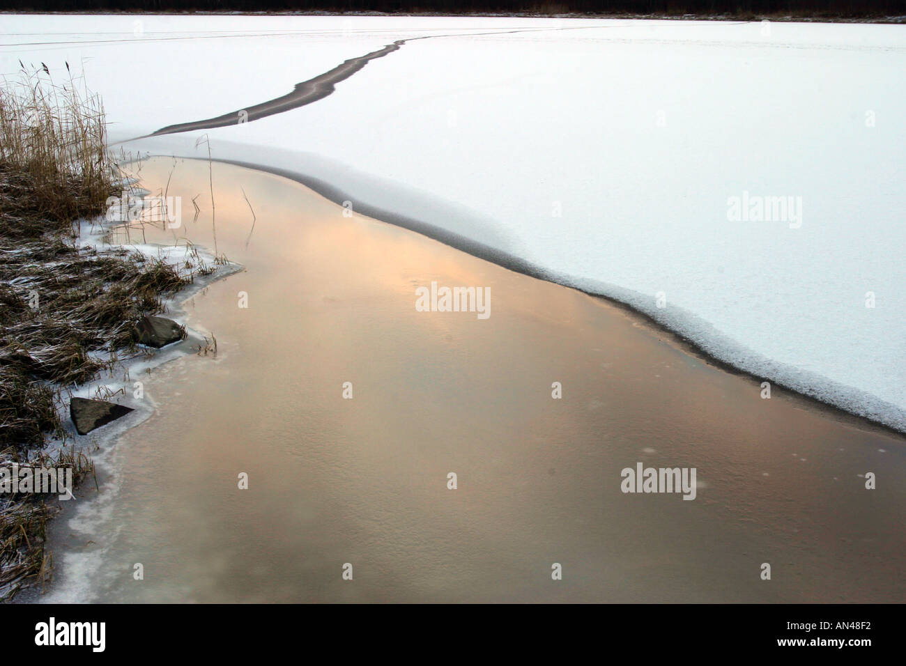 Weak ice and open water at waterfront , Finland Stock Photo Alamy