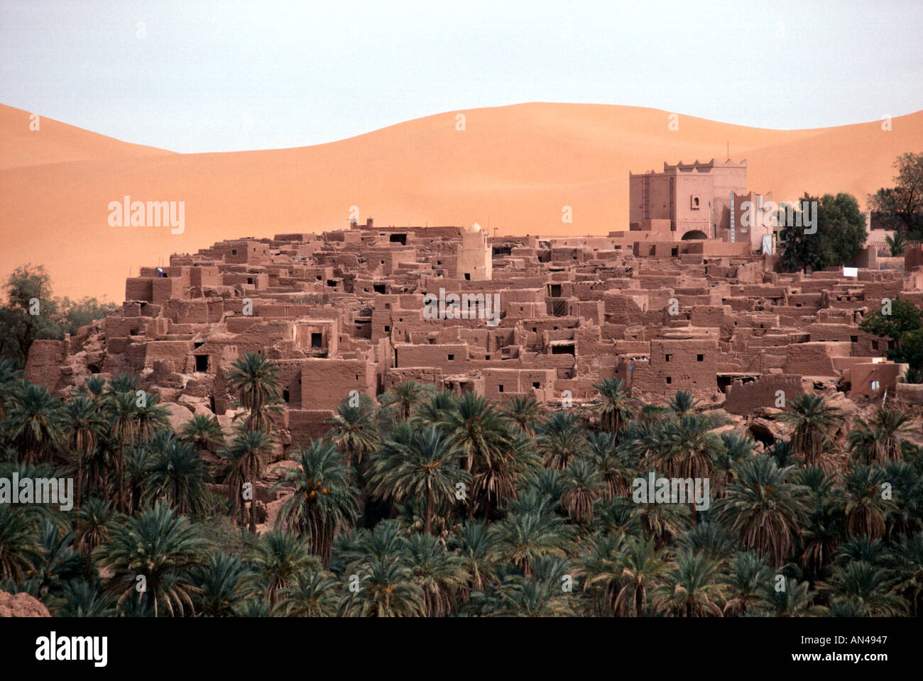 Oasis Township of Taghit Sand Dunes Sahara Desert Algeria North Africa Stock Photo