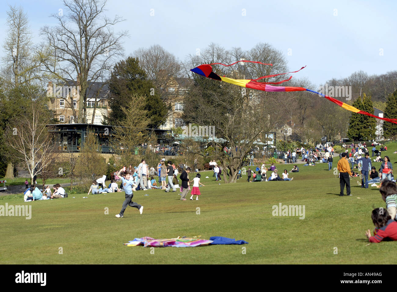 Boy With Kite In Golders Hill Park, Hampstead Stock Photo