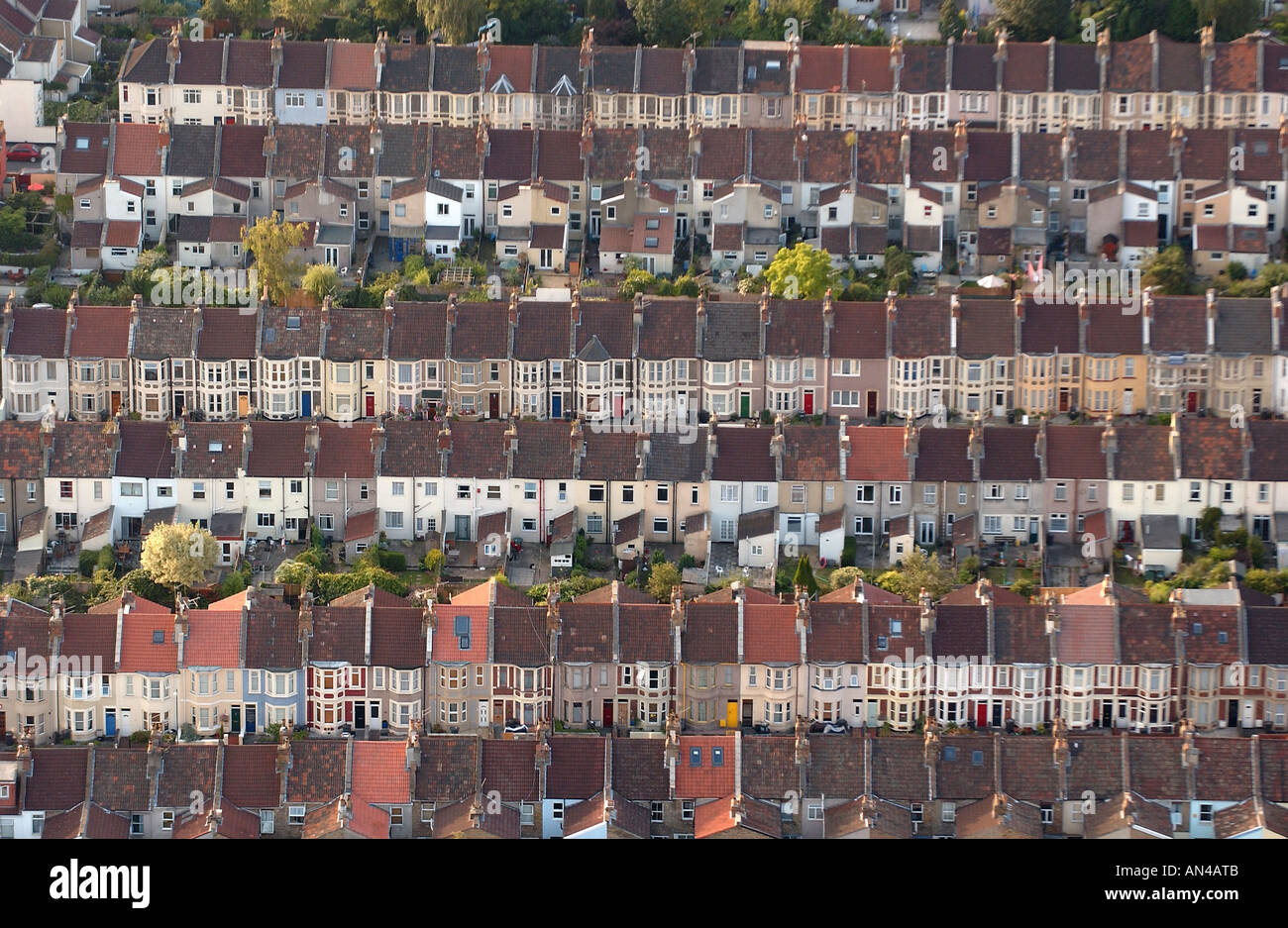 Aerial view of rows of houses in Bristol, UK Stock Photo Alamy