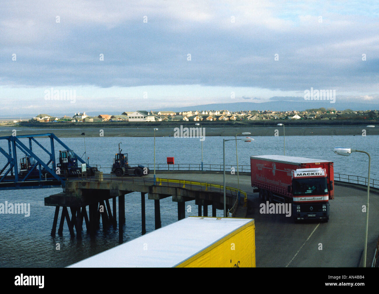 Knott End on Sea Lancashire from at Fleetwood RO RO berth Stock Photo