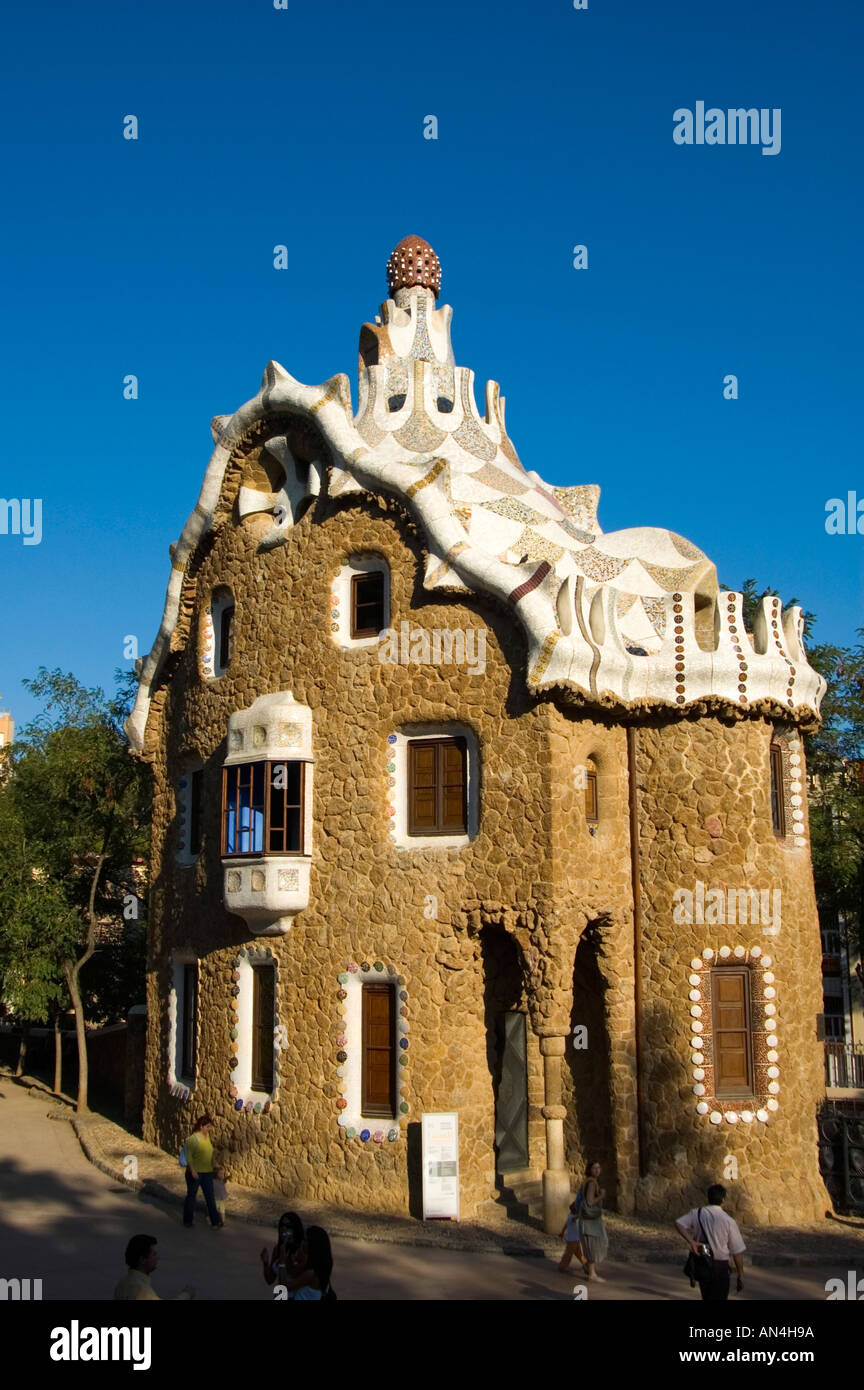 Gatehouse of Parc Güell designed by modernista architect Antoni Gaudí ...