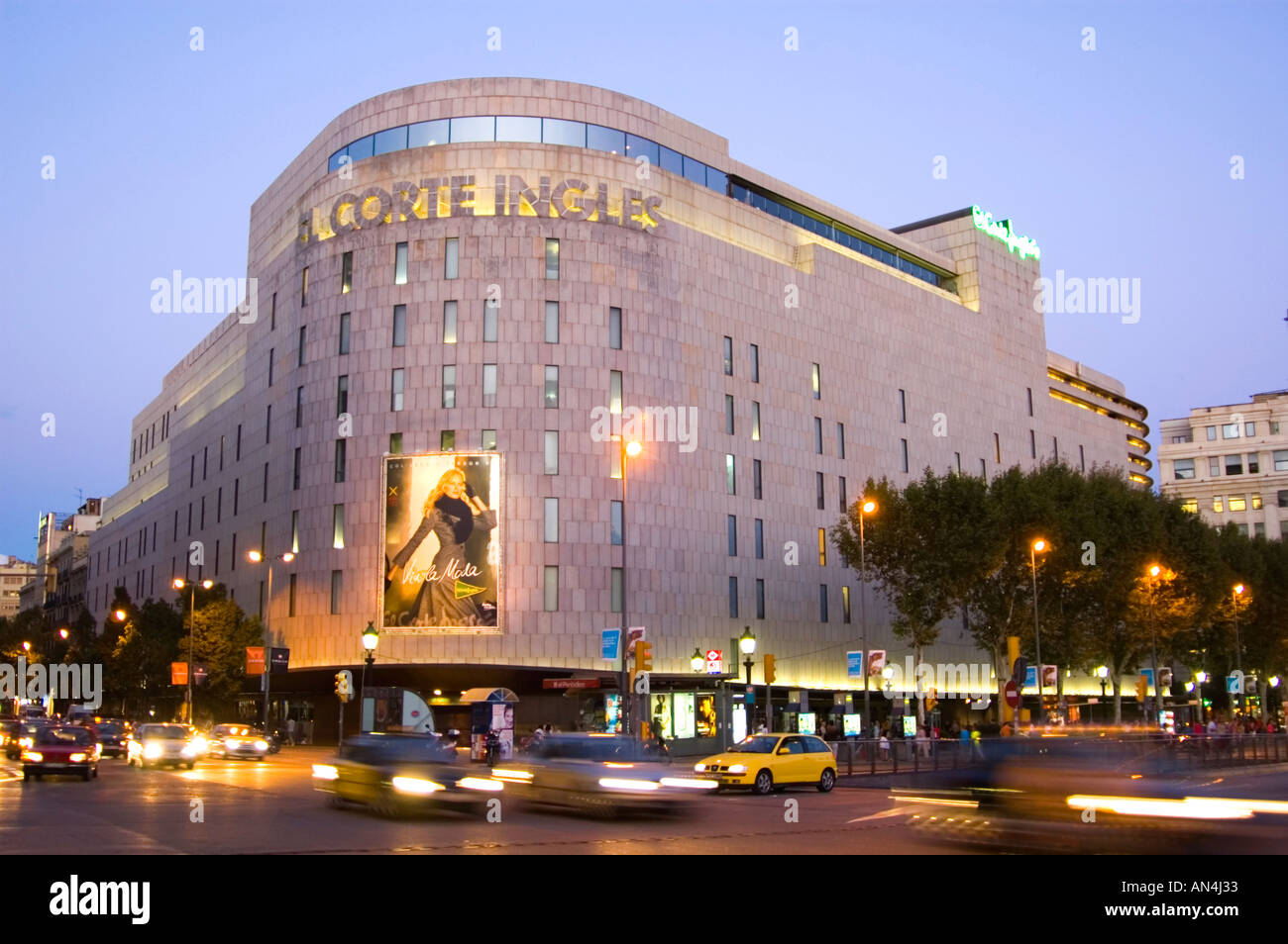 El Corte Inglés department store on Placa de Catalunya Barcelona Spain Stock Photo