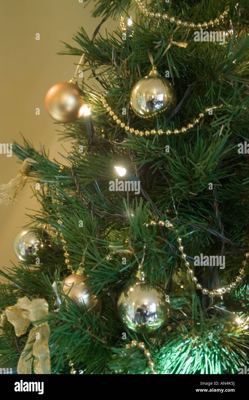 Baubells on Christmas Tree Stock Photo