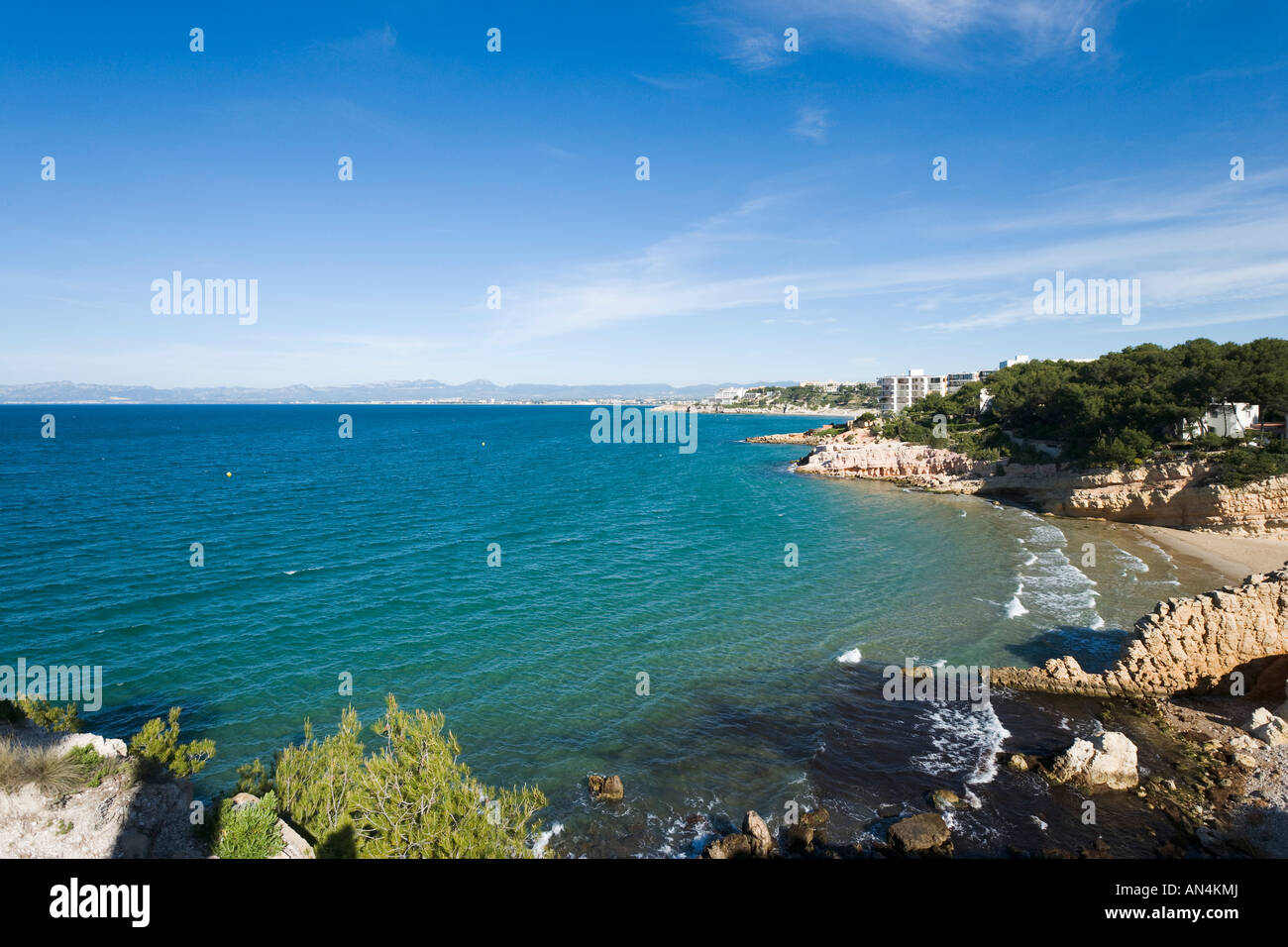 View of Resort from Cap Salou, Salou, Costa Dorada, Spain Stock Photo
