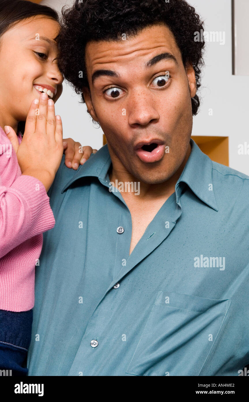 Portrait Of A Girl Telling Her Dad A Secret Stock Photo Alamy
