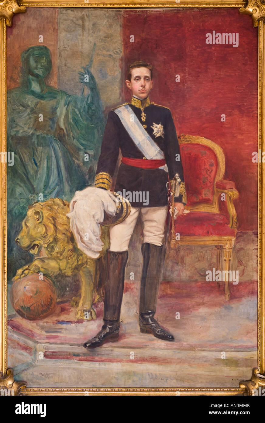 Painting of His Majesty King Alfonso XIII by Angel D Huertas Stock Photo