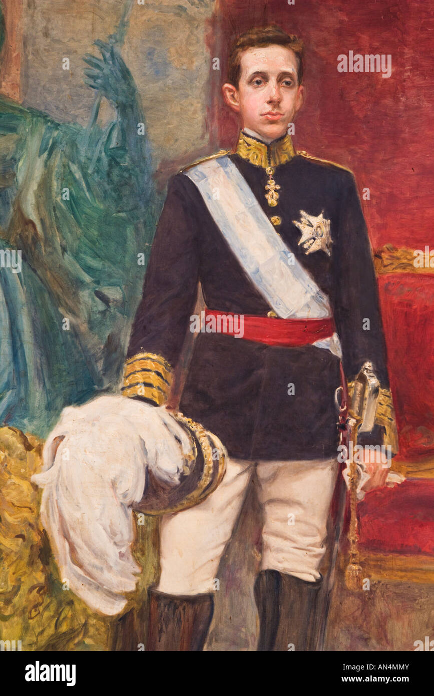 Painting of His Majesty King Alfonso XIII by Angel D Huertas Stock Photo