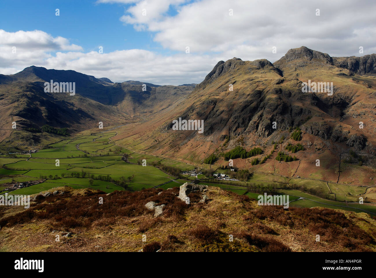 Bowfell and The Langdale Pikes in the English Lake District Stock Photo