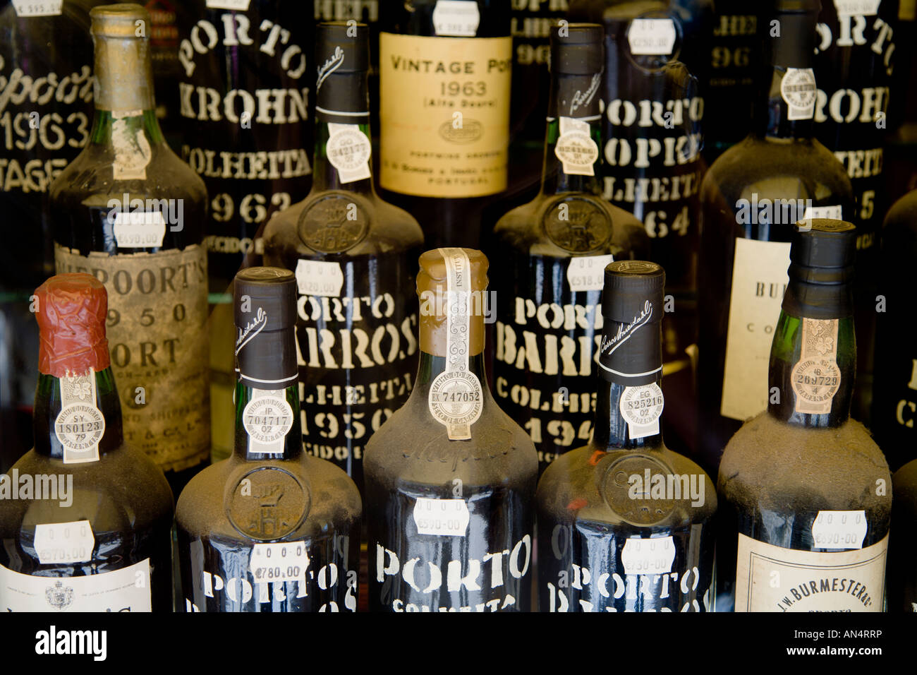 Port wine bottles Lisbon Portugal Stock Photo Alamy