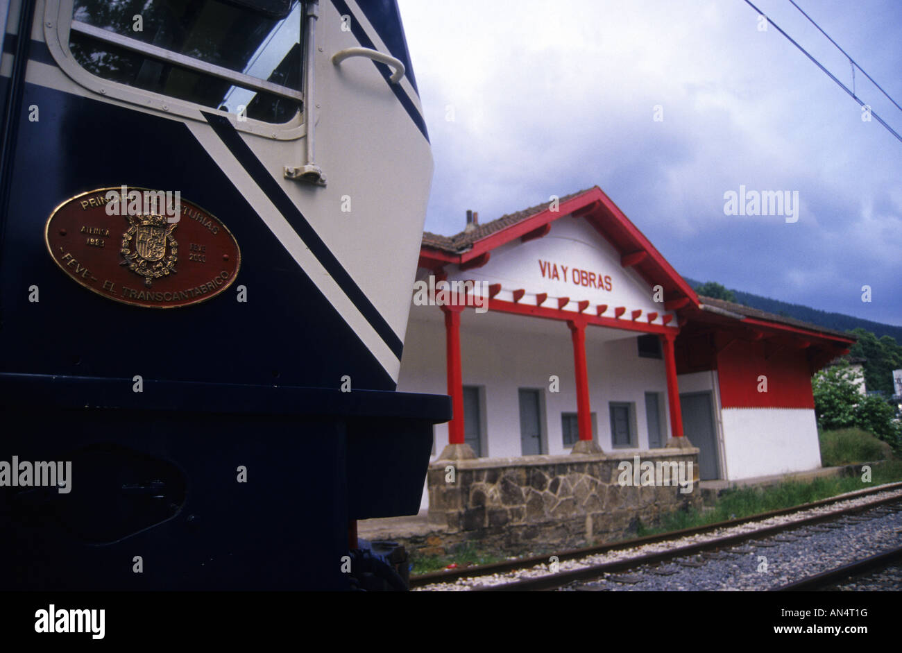 Balmaseda Station in Basque Country TRANSCANTABRIAN TRAIN through the north of SPAIN Stock Photo