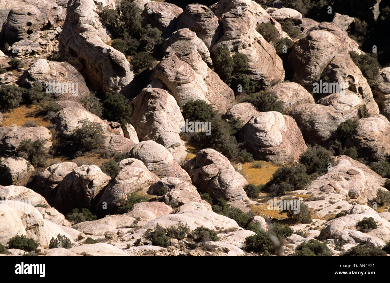 Rugged landscape, Dana Nature Reserve, Jordan Stock Photo