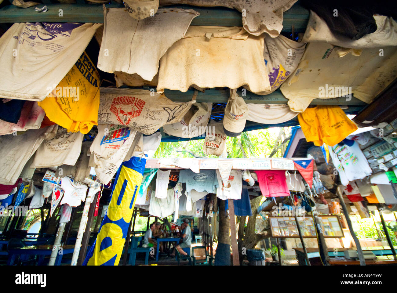 Interior of Foxy's Bar on Jost Van Dyke in the British Virgin Islands Stock Photo