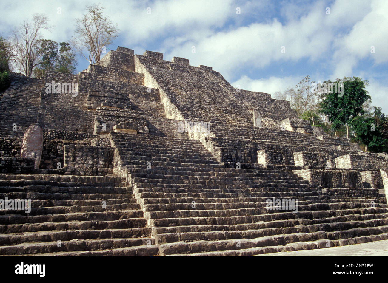 Structure II, the Great Pyramid at the Mayan ruins of Calakmul, Campeche, Mexico Stock Photo