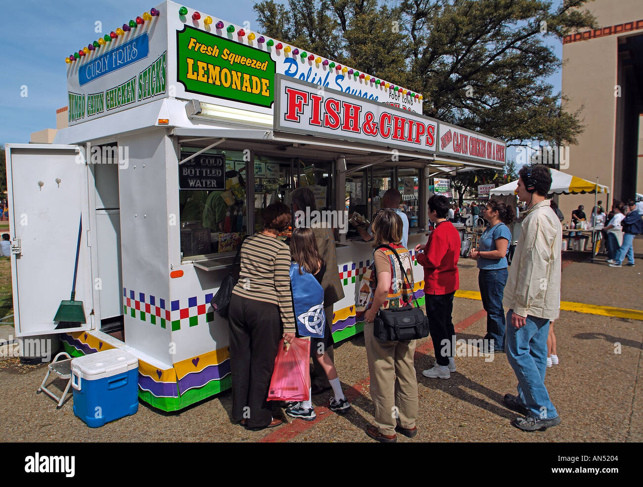 Fish and chips booth in Dallas, Texas Stock Photo Alamy