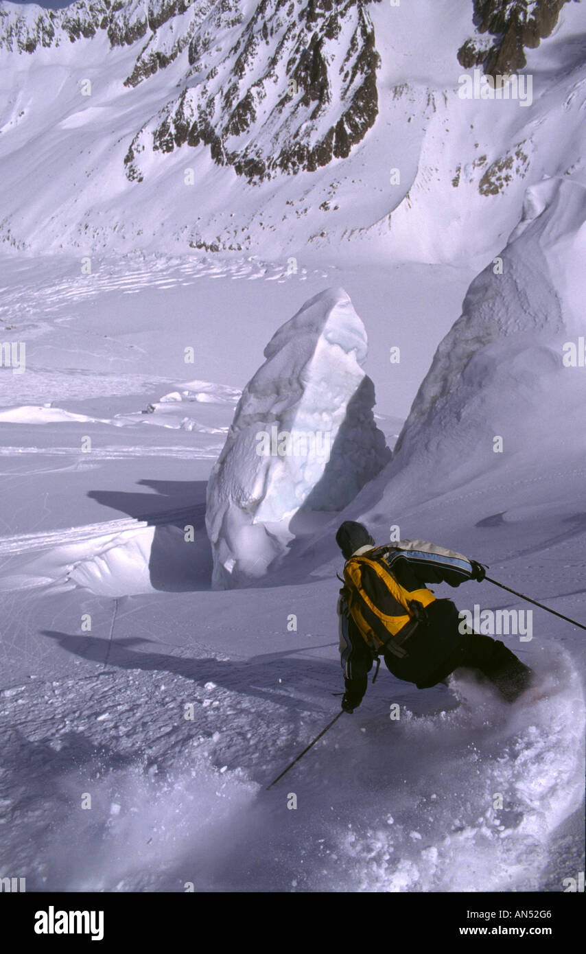 Freeride skiing in the chamonix valley Stock Photo Alamy