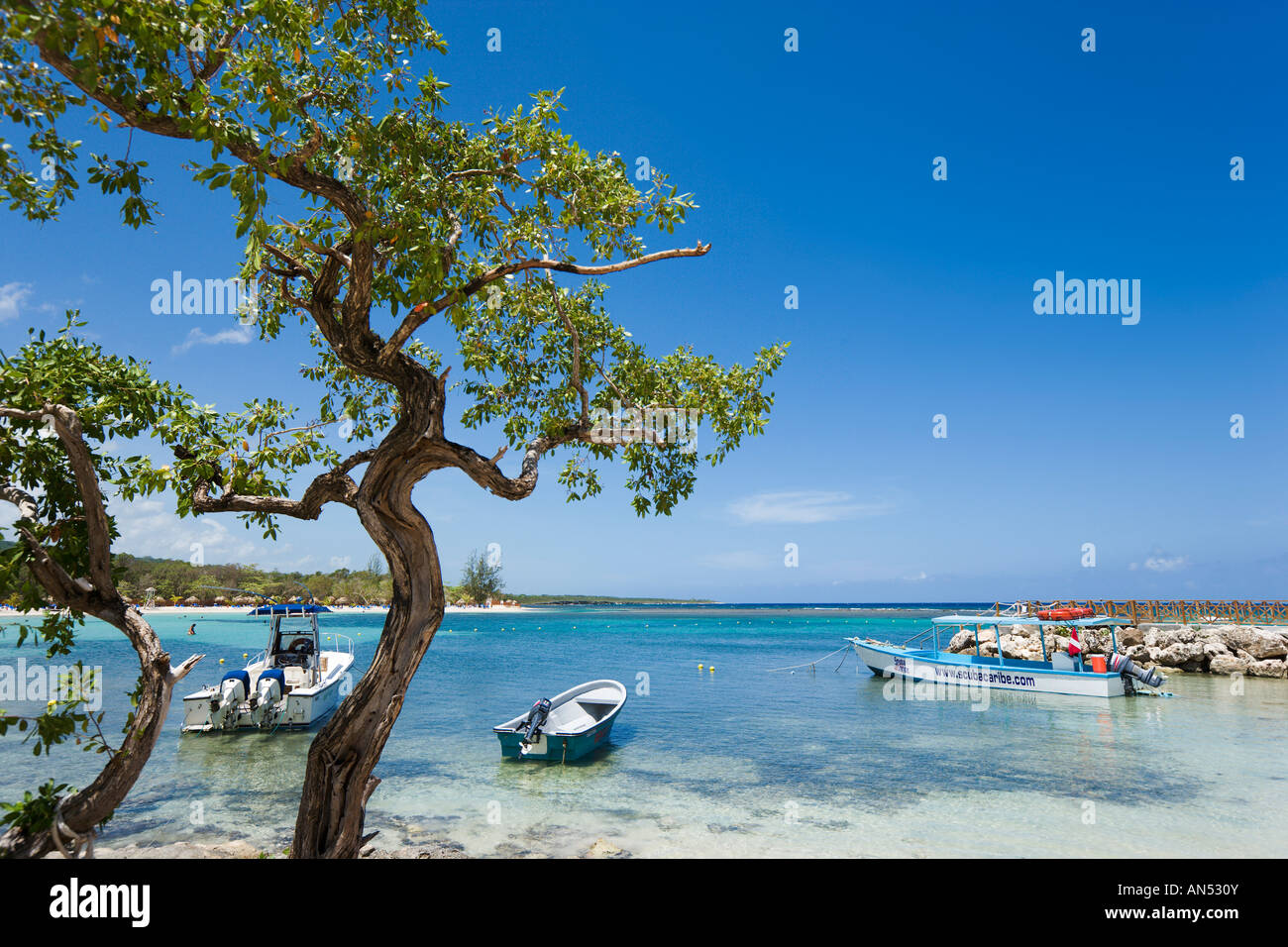 Beach at Gran Bahia Principe Resort, Runaway Bay, North Coast, Jamaica, Caribbean, West Indies Stock Photo