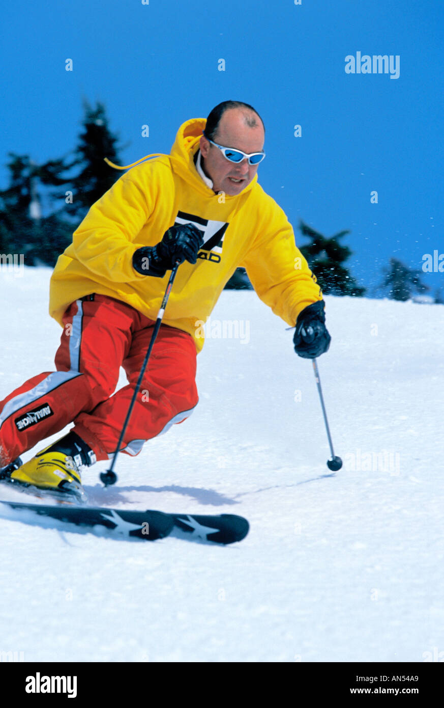 skier skieur Mark Impey Big White BC Stock Photo