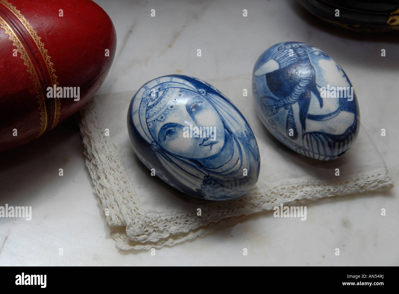 Old painted ceramic egg Stock Photo Alamy