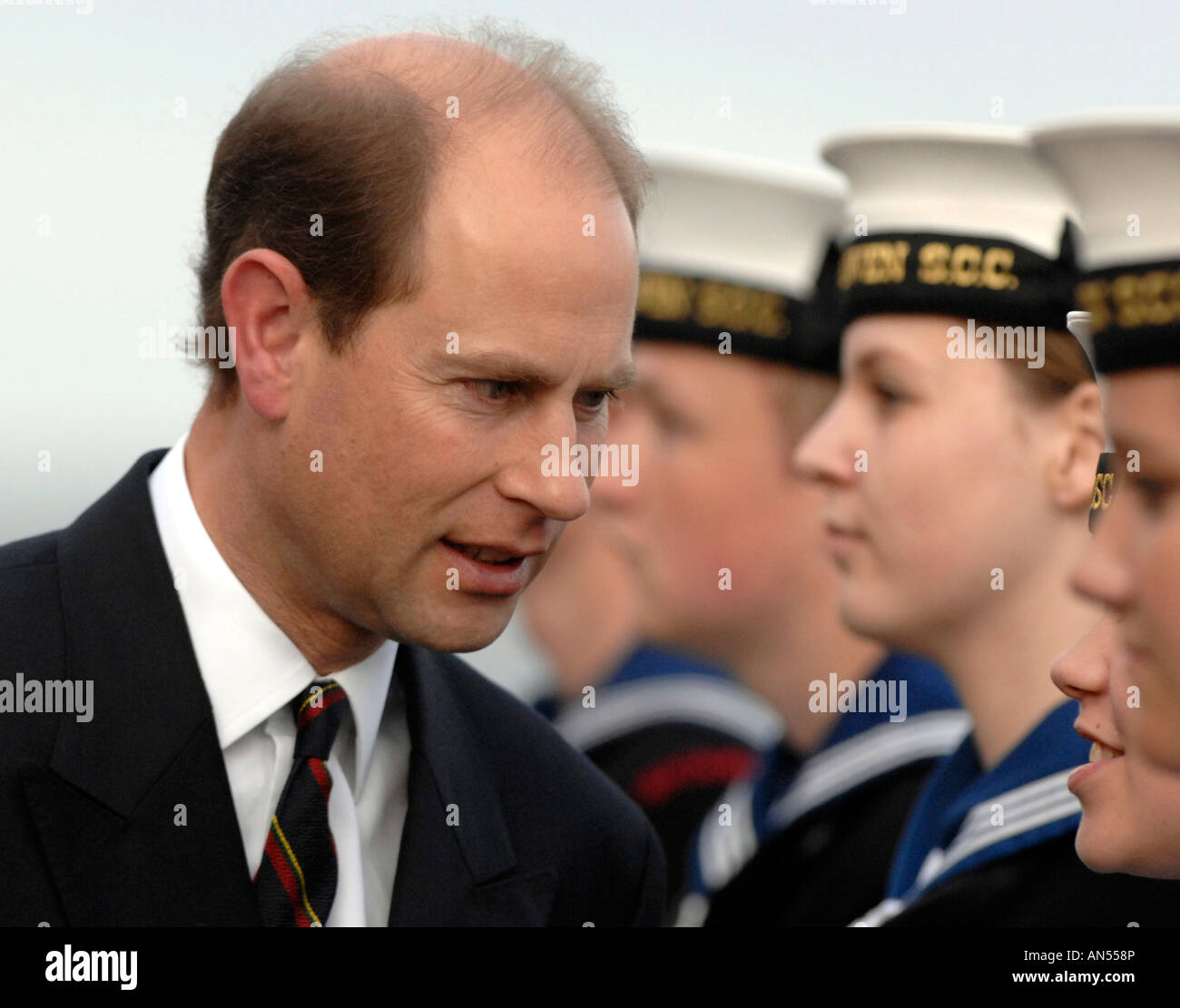 Prince Edward inspecting cadets Stock Photo